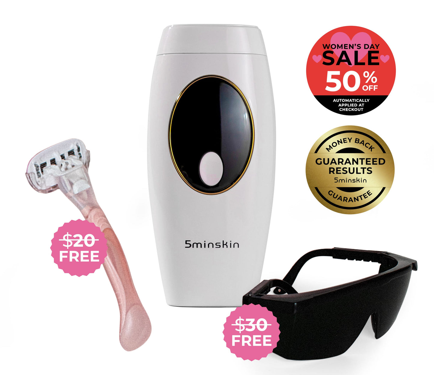 5MINSKIN AT-HOME LASER HAIR REMOVAL HANDSET - 50% OFF INTERNATIONAL WOMEN'S DAY SALE