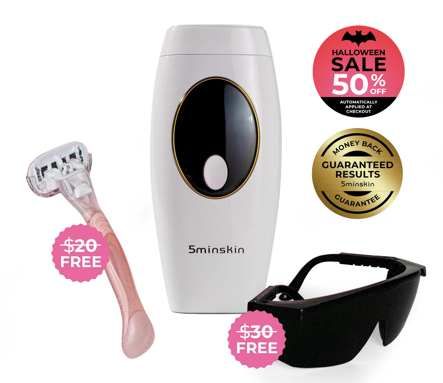 5MINSKIN AT-HOME LASER HÅRFJERNING HÅNDSETT - 50% RABATT INTERNASJONAL KVINNEDAGSSALG