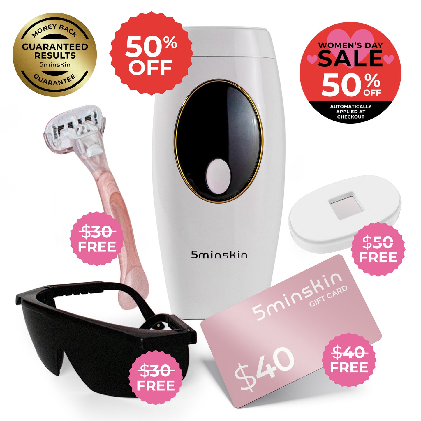 5MINSKIN AT-HOME LASER HAIR REMOVAL HANDSET - 50% OFF INTERNATIONAL WOMEN'S DAY SALE